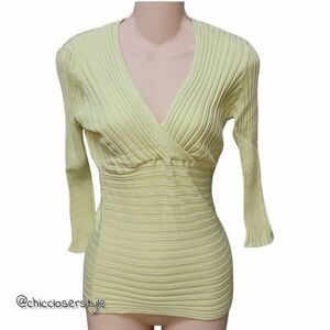 3/4 Sleeve V-Neck Knit Silk Blend Sweater